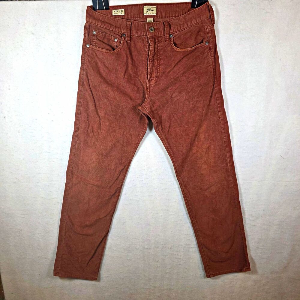 J.Crew 770 Slim Fit Brown Corduroy Stretch Tapered Pants Waist 29